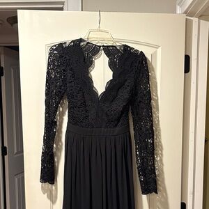 Lulu's Black Lace Long Sleeve Dress